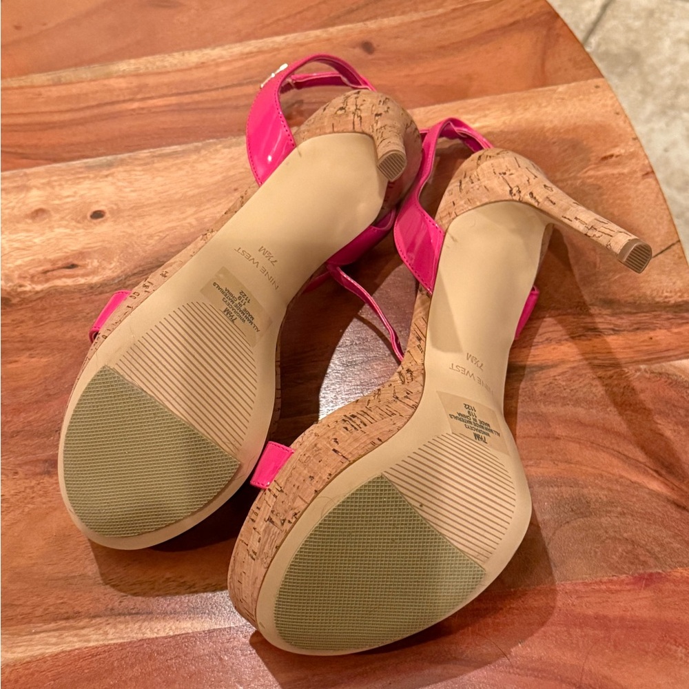 NEW Nine West “Gracey” Pink Strappy Women's platform Heels - Picture 4 of 4
